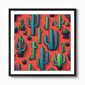 Cactus Seamless Pattern 5 Póster