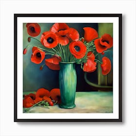 Poppies In A Vase 1 Art Print