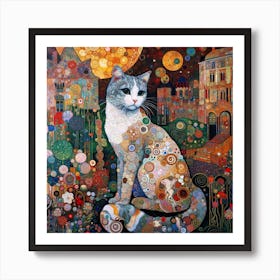 Cat in the Style of Collage-inspired 2 Art Print