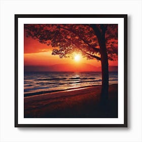 Sunset At Lake Michigan Art Print