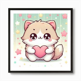 Cute Kawaii Cat Art Print