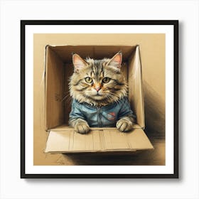 Cat In A Box 28 Art Print