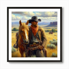 Cowboy And Horse Art Print