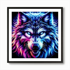 Neon Wolf Art Print