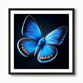 A Stunning Close-Up of a Blue Morpho Butterfly with Its Vibrant Wings Spread Open, Showcasing the Iridescent Colors of Its Delicate Structure, a True Masterpiece of Nature's Artistic Palette Art Print
