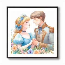 Cinderella and the Prince 2 Art Print
