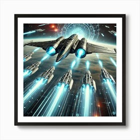 A High Tech, Sci Fi Scene Showing A Futuristic Sta Converted 1 Art Print