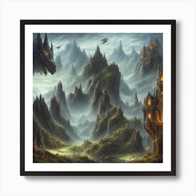 Dragons In The Mountains Art Print