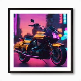 Neon Motorcycle Art Print