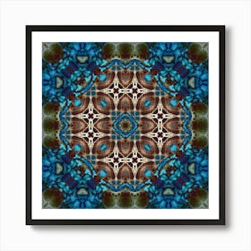 Abstract Mandala Blue Art Print
