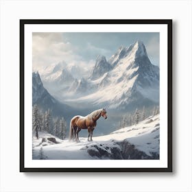 Horse In The Snow 1 Art Print