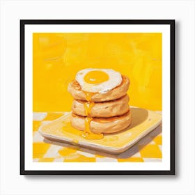 Muffin Stack Yellow Checkerboard 2 Art Print