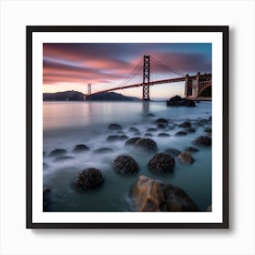 Golden Gate Bridge At Sunset Art Print
