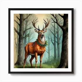 Deer In The Forest 18 Art Print