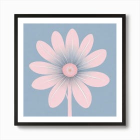 A White And Pink Flower In Minimalist Style Square Composition 739 Art Print