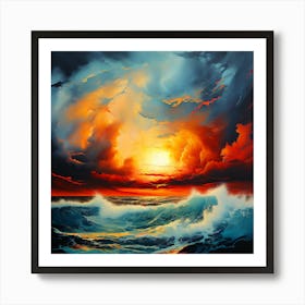 Abstract Art Storm On The Sea Art Print