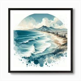 Beach Landscape Painting Art Print