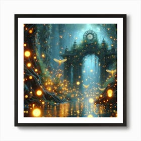 Fireflies In The Forest Art Print