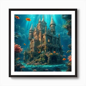 Ethereal Underwater Castle Art Print