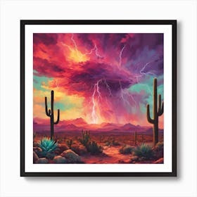 Desert thunderstorm Art Print