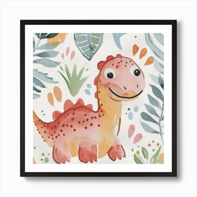 Cute Muted Pastels Carnotaurus Dinosaur 1 Art Print
