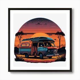 Retro Camper Van Art Print