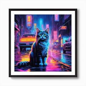 Cat On The Street Art Print