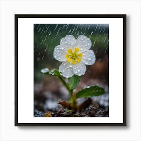 Rain on a flower Art Print