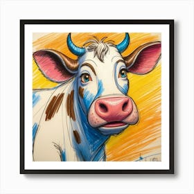 Cow With Horns 14 Art Print