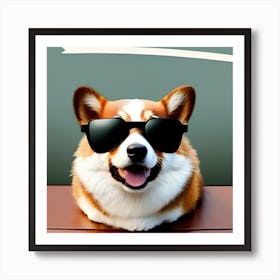 Corgi Wearing Sunglasses 1 Art Print