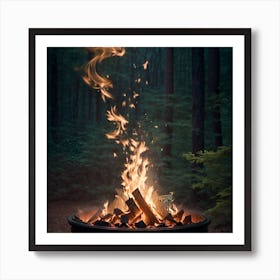 Fire Pit In The Forest Art Print