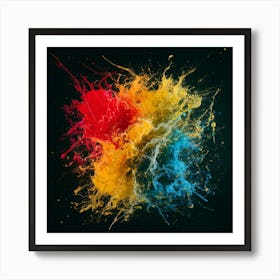 Colorful Paint Splash On Black Background Art Print