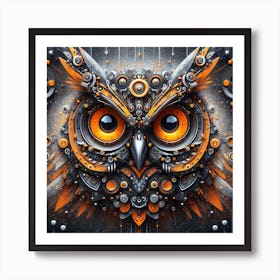 Owl With Gears Art Print