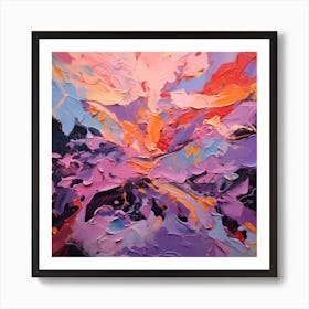 Impasto Illusions: A Symphony in Pastel Purple Art Print