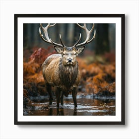 Stag In The Forest Art Print