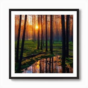 Sunrise In The Forest 31 Art Print