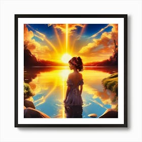 Girl In The Water Art Print