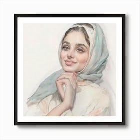 Woman In A Scarf Art Print