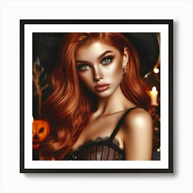 Beautiful Red Haired Witch Art Print