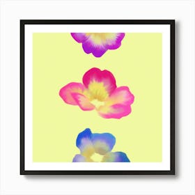 Watercolour Flowers On A Yellow Background Art Print