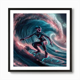 Surfer In Space Art Print