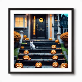 Halloween House With Pumpkins 13 Poster