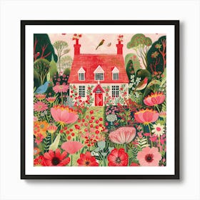 Cottage In The Garden 1 Art Print