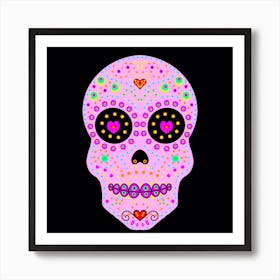 Day Of The Dead Pink Sugar Skull Art Print