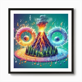 Music Notes On A Volcano Art Print