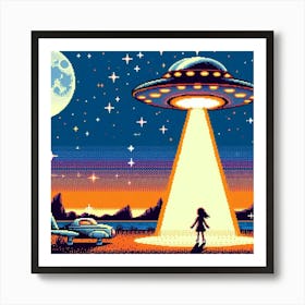 8-bit alien abduction 1 Art Print