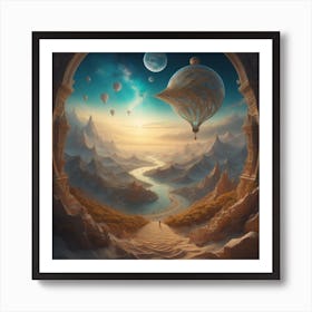 Dreamscapes, artwork that takes viewers on a whimsical journey through a surreal world. Art style_Imagine V4. Art Print