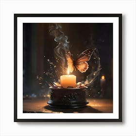 Butterfly On A Candle Art Print