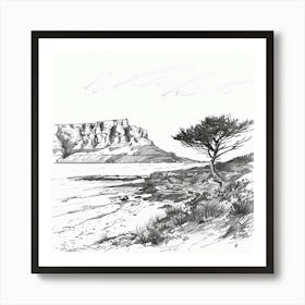 A Table Mountain In Cape Town Hand Drawn Sketch 3 Art Print