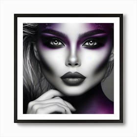 Beautiful Woman With Purple Makeup 2 Art Print